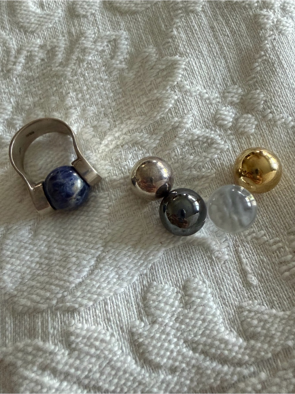 Vintage Silpada interchangeable ball Ring Set